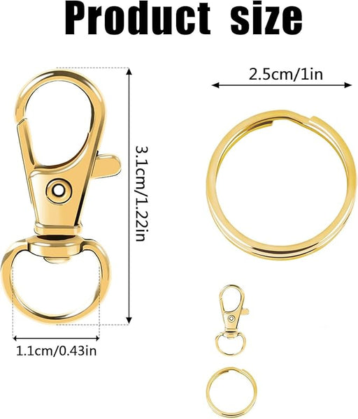 Gold Key ring clasps x 6 sets