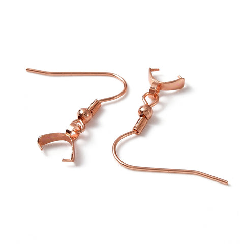 Rose gold plated Stainless steel front facing hooks with pinch bails x 10 pieces