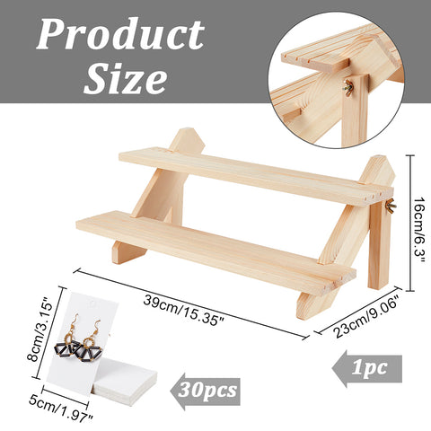2 tier wooden display earring stand