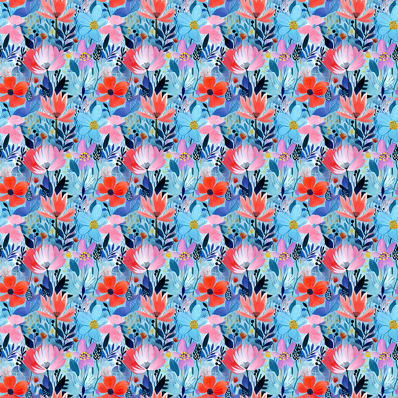 Blue background floral - Transfer paper - 1 sheet