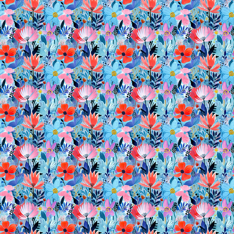 Blue background floral - Transfer paper - 1 sheet