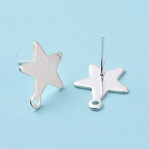 Genuine 925 sterling silver plated, 316 stainless steel posts star stud tops x 8 pieces