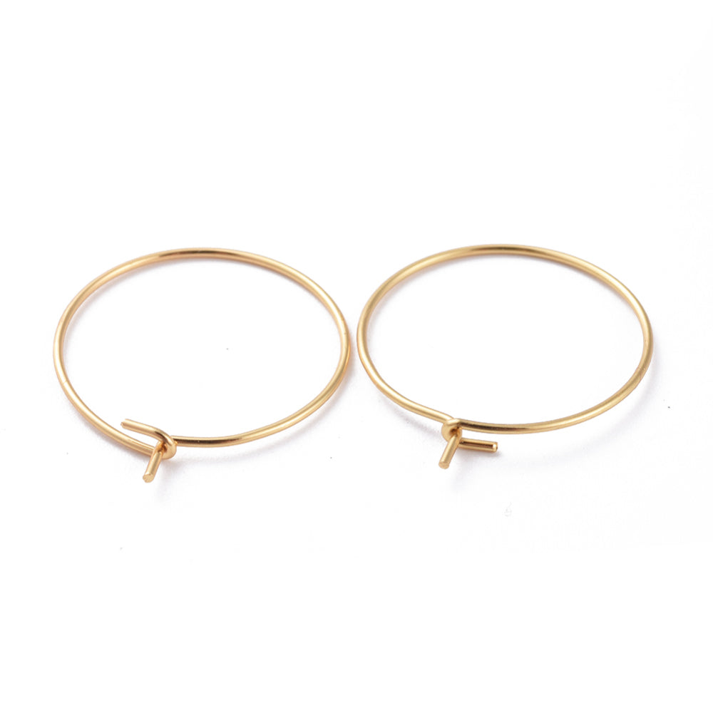 2cm 18K genuine gold plated316 surgical stainless steel hoops - 10 pieces