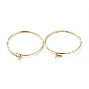 2cm 18K genuine gold surgical stainless steel hoops - 10 pieces