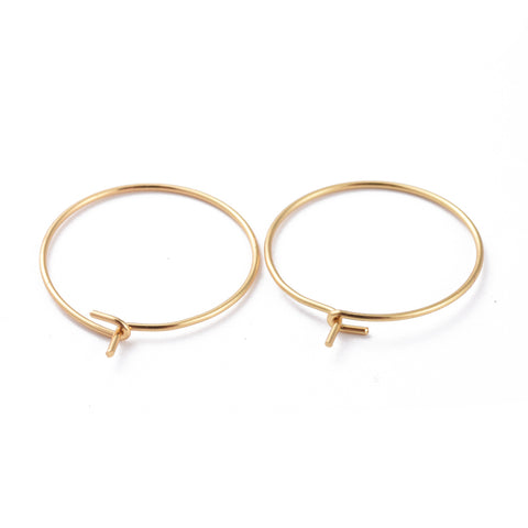 1.5cm 18K genuine gold surgical stainless steel hoops - 10 pieces
