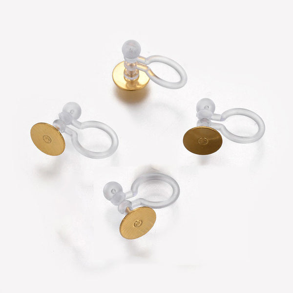 Clip on 6mm genuine 18K gold plated & plastic finding x 10 pieces