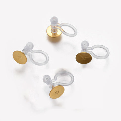 Clip on 6mm genuine 18K gold plated & plastic finding x 10 pieces