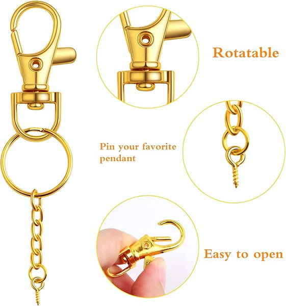 Bright gold Key ring clasps x 6 sets