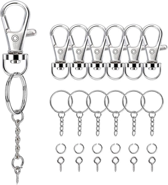 Silver Key ring clasps x 6 sets