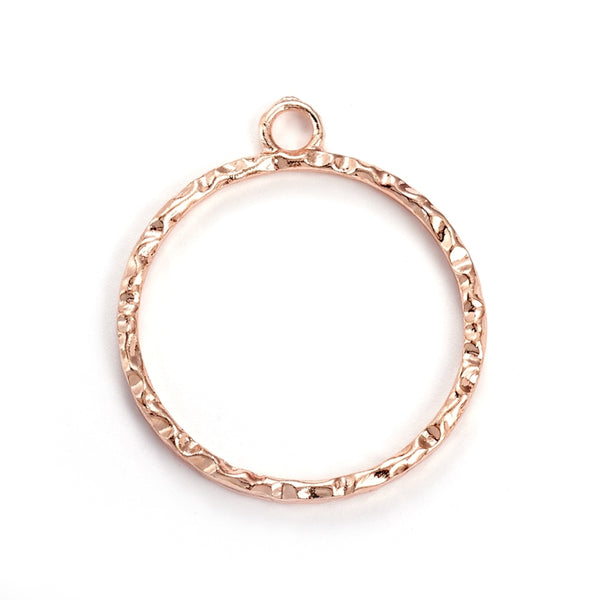 Rose Gold plated textured circle charms x 4 pieces
