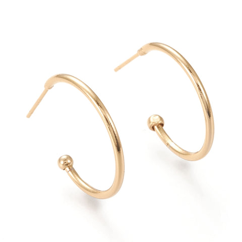 2.6cm  Gold plated stainless steel open hoop x 6 pieces