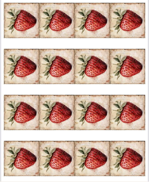 Vintage Strawberry water transfer papers