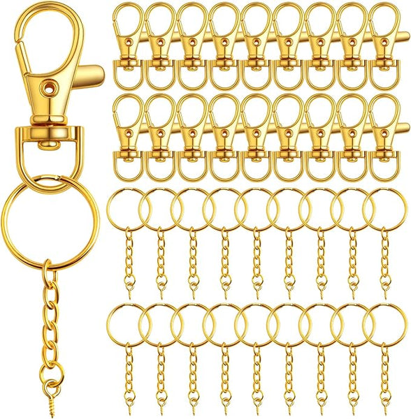 Bright gold Key ring clasps x 6 sets