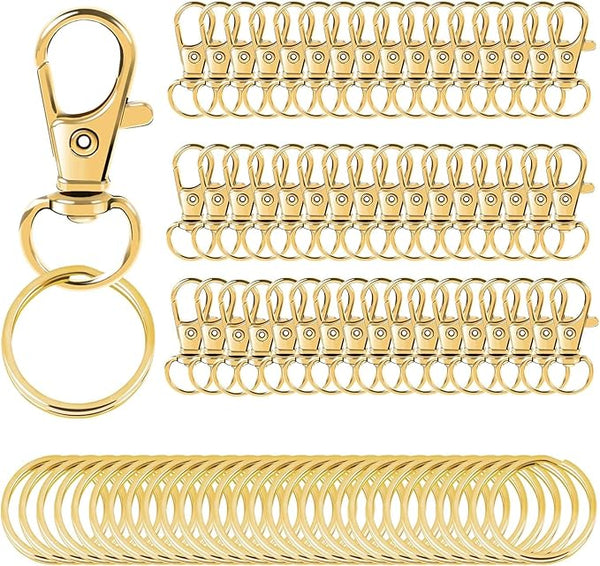 Gold Key ring clasps x 6 sets