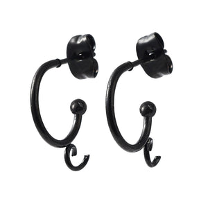 Black plated stainless steel open hoops posts  - 6 pieces plus backs