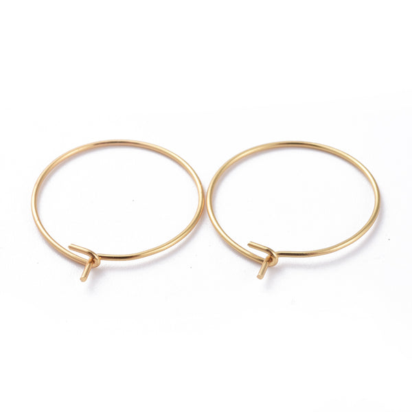 2cm 18K genuine gold plated316 surgical stainless steel hoops - 10 pieces