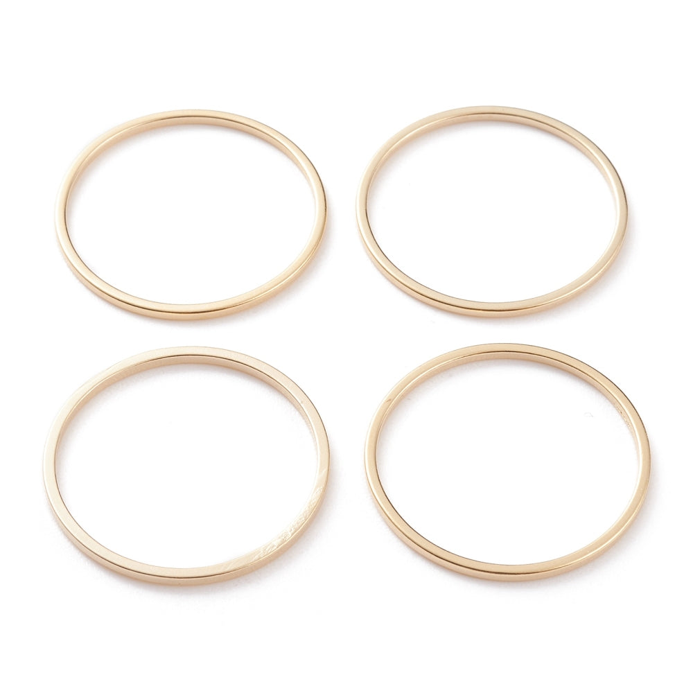 Light Gold plated genuine 24K plated circle charm connectors x 8 pieces - 2cm