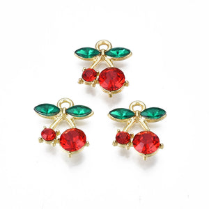 Genuine 16k gold cherry charms x 6 pieces