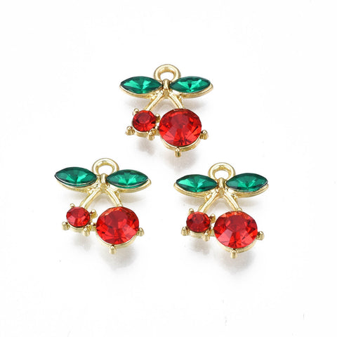 Genuine 16k gold cherry charms x 6 pieces