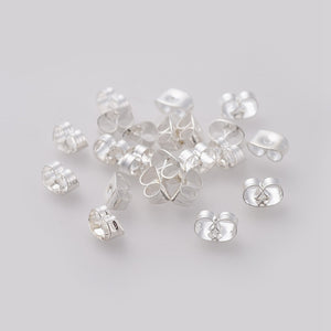 Bright silver 304 stainless steel earring backs - 50 pieces