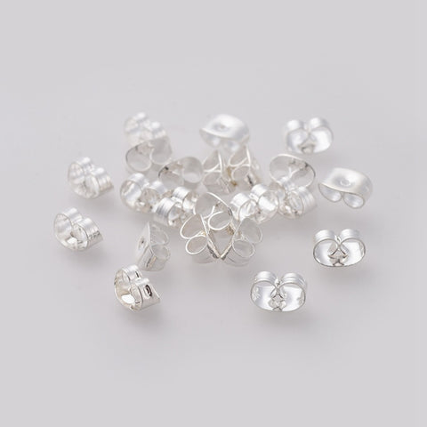 Bright silver 304 stainless steel earring backs - 50 pieces