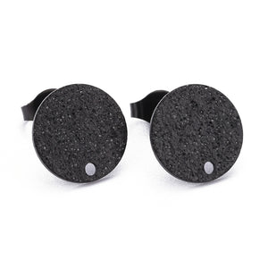 Black stainless steel etched/sparkle pattern stud earring post 1.2cm - 20 x pieces