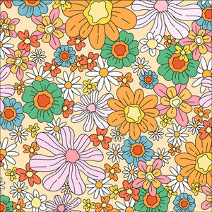 Retro Groovy Flowers water transfer paper