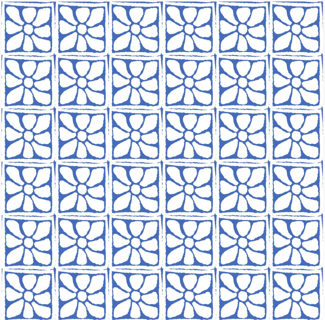 White & Blue abstract flowers water transfer papers