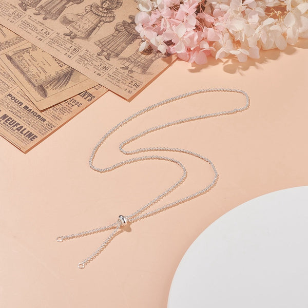 64cm Bright silver stainless steel Slider necklace - 1 piece
