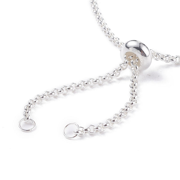 64cm Bright silver stainless steel Slider necklace - 1 piece