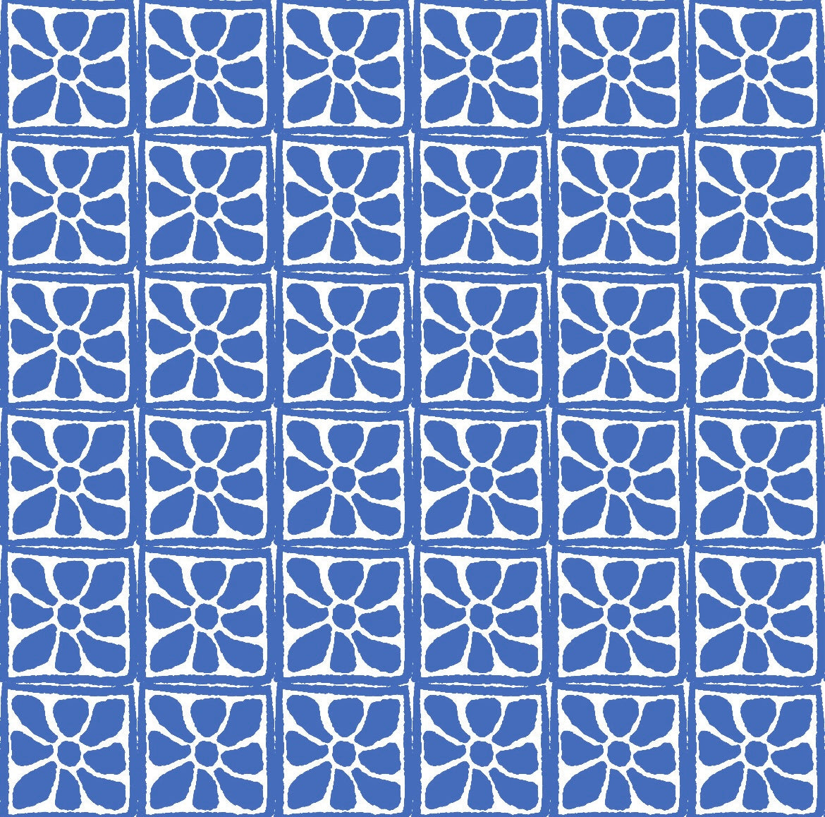 Blue & white abstract flowers water transfer papers