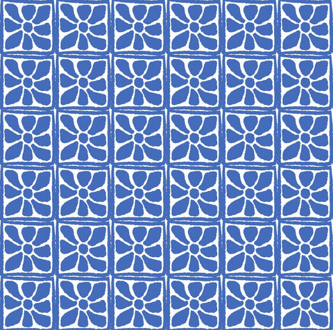 Blue & white abstract flowers water transfer papers