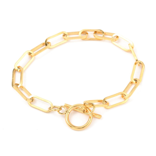 Gold plated Stainless steel plated belcher bracelet chunky links  x 1