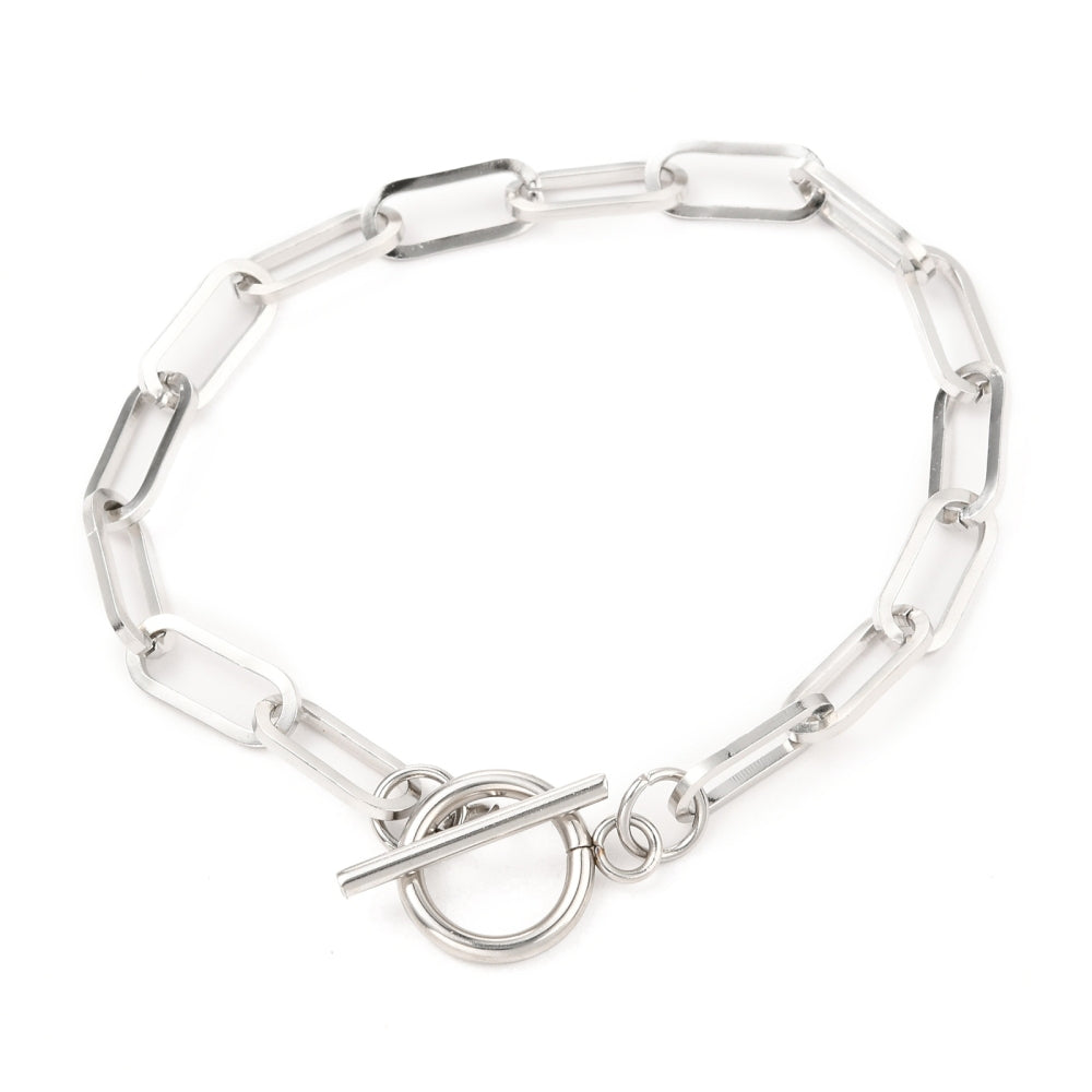 Stainless steel plated belcher bracelet chunky links  x 1