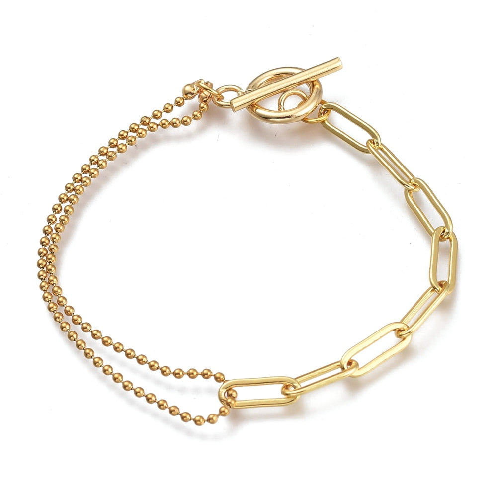 Gold plated stainless steel double bracelet  x 1 piece