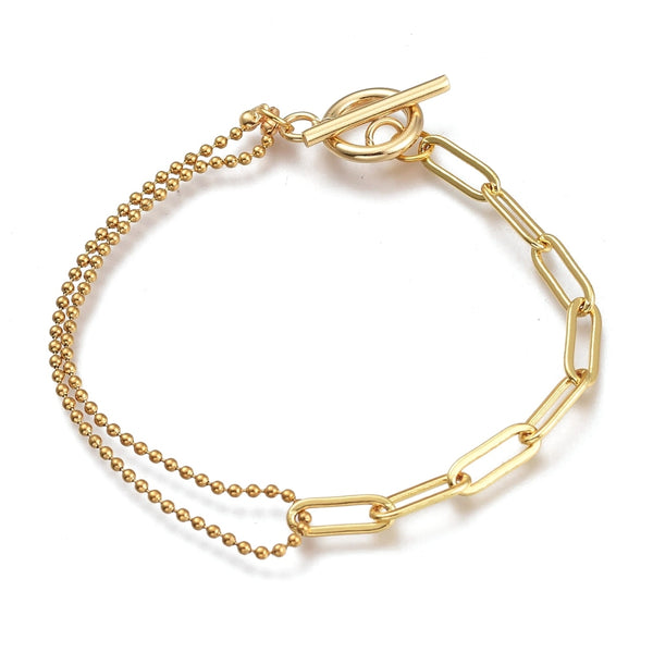 Gold plated stainless steel double bracelet  x 1 piece