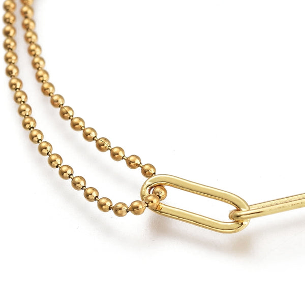 Gold plated stainless steel double bracelet  x 1 piece