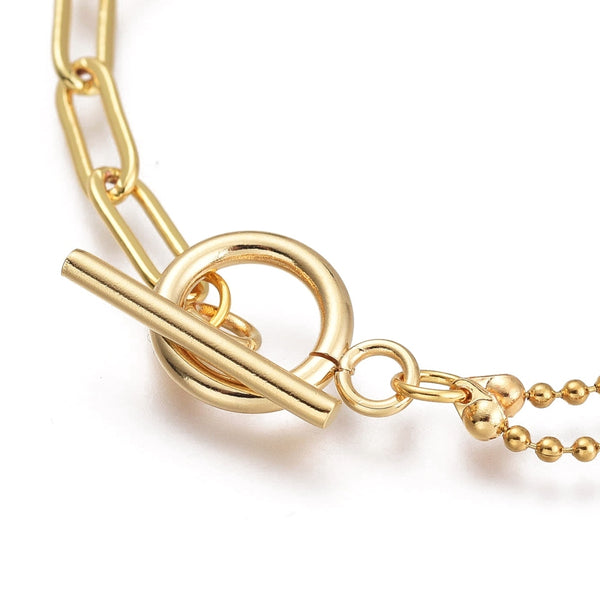 Gold plated stainless steel double bracelet  x 1 piece