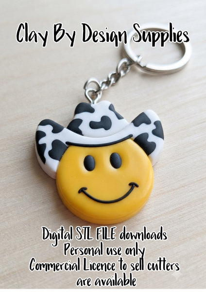 Smiling cowboy key ring cutter - STL Digital file