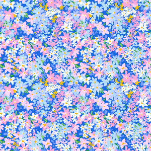 Bright blue florals water transfer