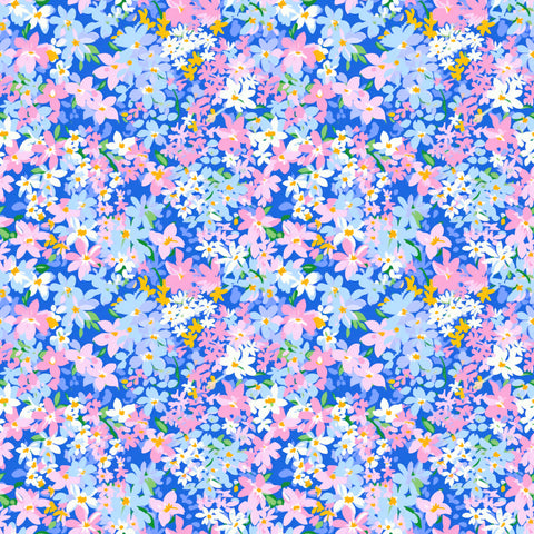 Bright blue florals water transfer