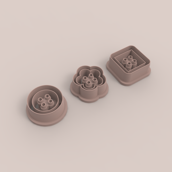 Button stud 1.5cm cutter set of 3 styles