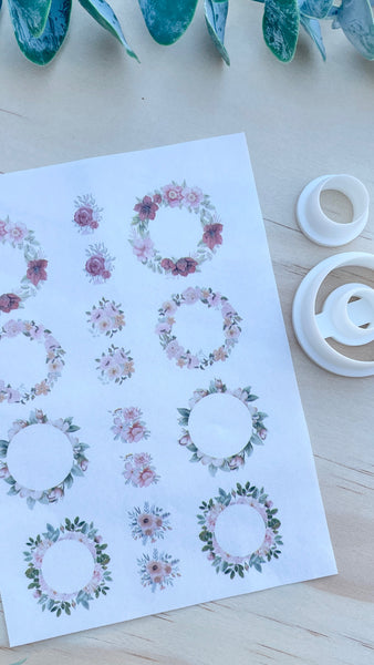 Flower wreaths transfer and cutters