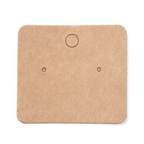 Brown Blank stud earring cards with holes square 4.5cm x 5cm x 50 pieces