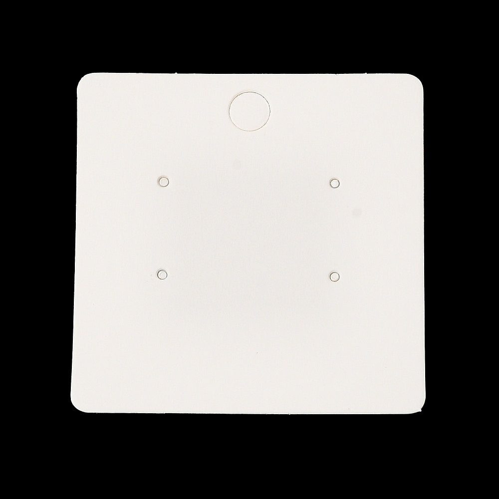 White Blank stud earring cards with holes square 6cm x 6cm x 25 pieces