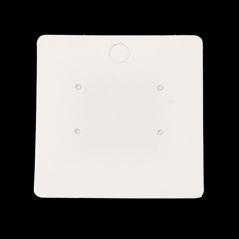 White Blank stud earring cards with holes square 6cm x 6cm x 25 pieces