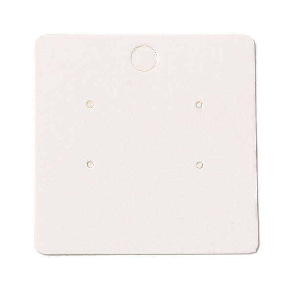 White Blank stud earring cards with holes square 6cm x 6cm x 25 pieces