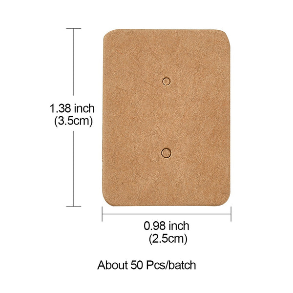 Brown Blank stud earring cards with holes x 50 pieces  - SMALL 2.5CM X 3.5CM