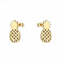 Gold plated pineapple stainless steel studs - 1 pair