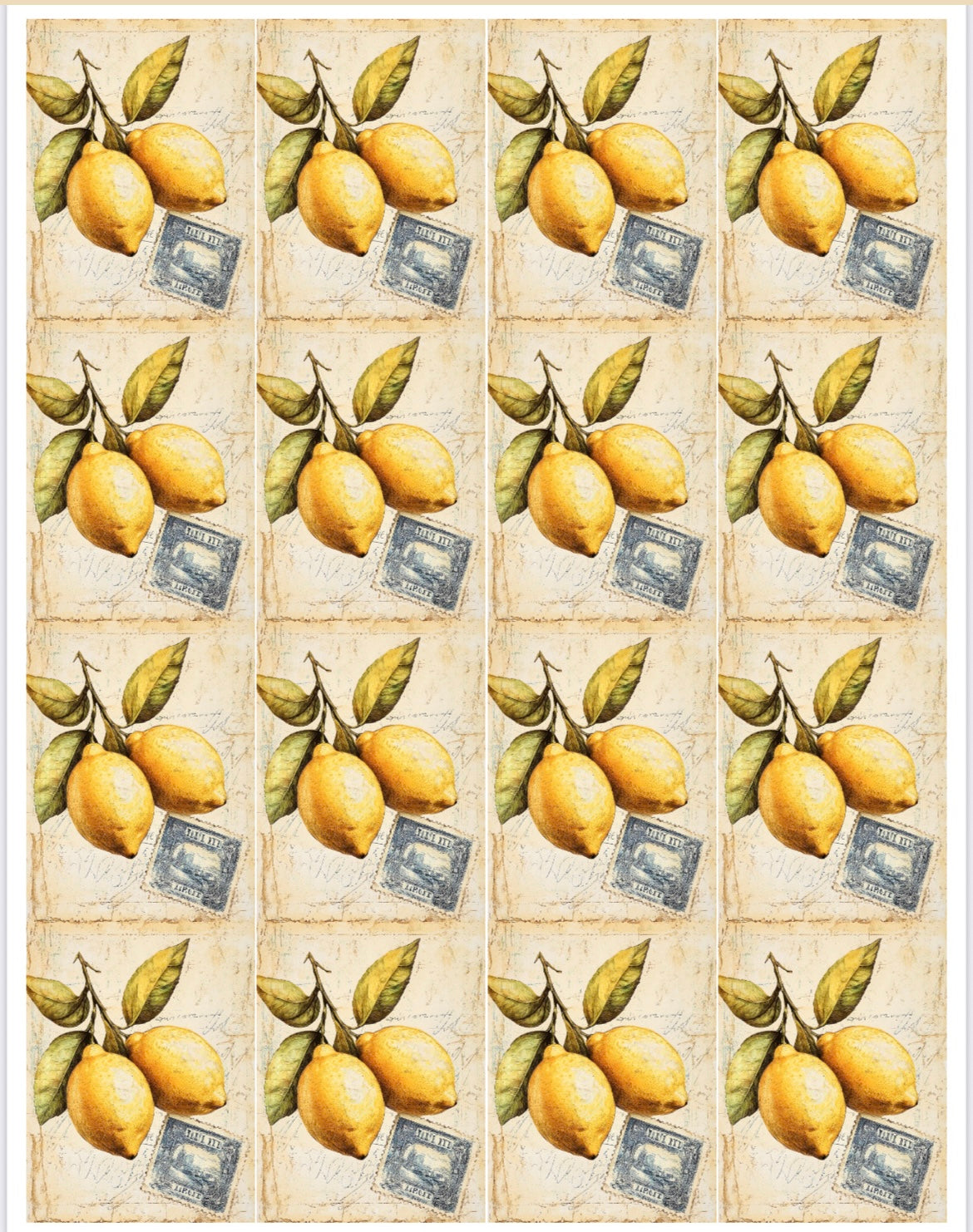 Vintage Lemon water transfer papers